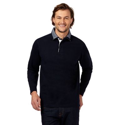 Big and tall navy double collar rugby shirt